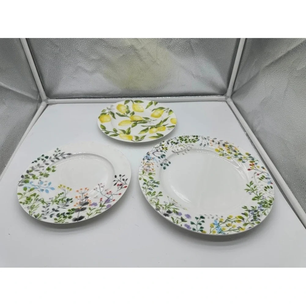 Mikasa Bone China Plates Set 3 Tivoli Garden & Lemons Floral‎ Citrus 9